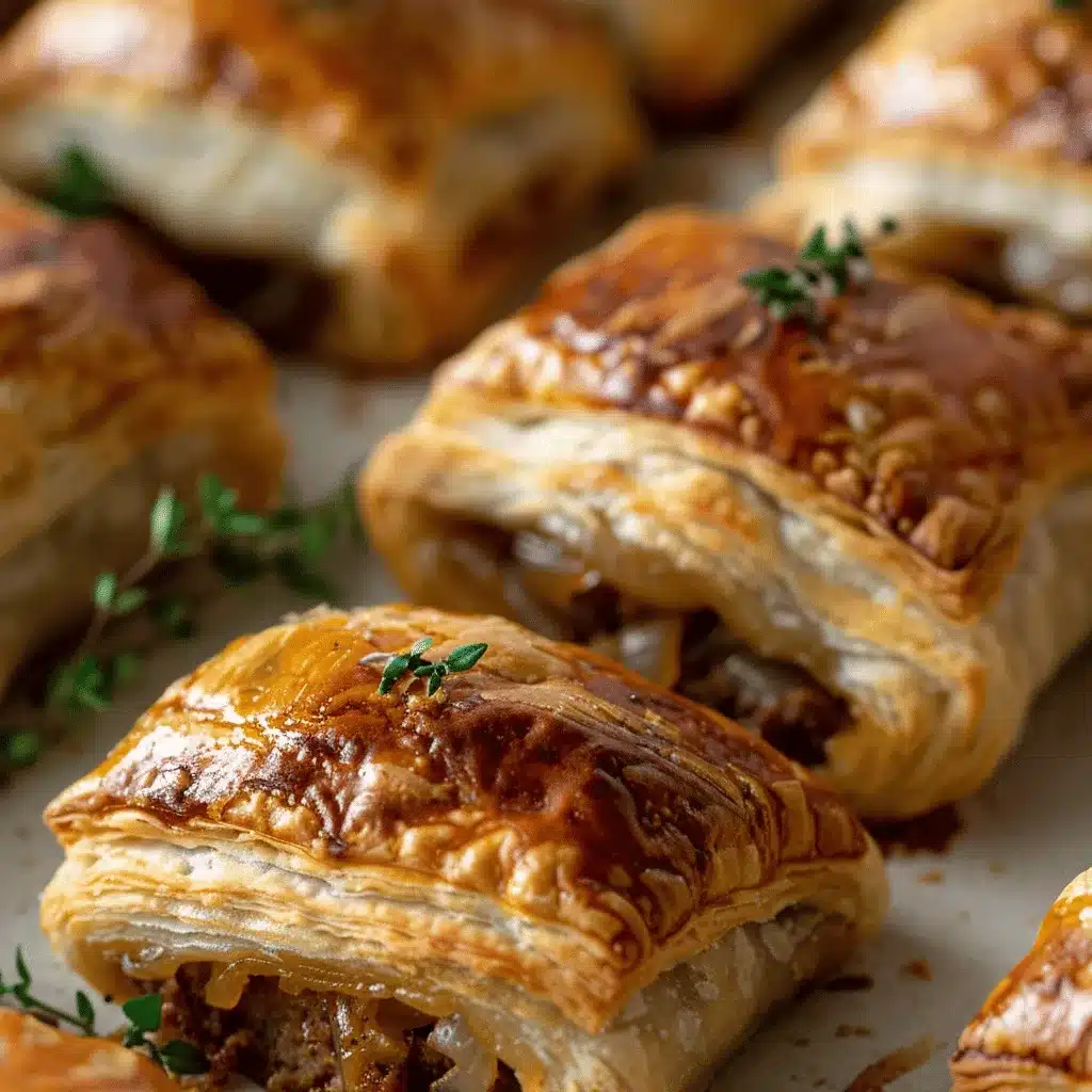 French Onion Sausage Rolls preparation steps