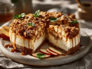apple crumble cheesecake - featured image
