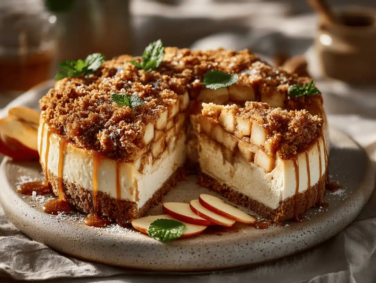 apple crumble cheesecake - featured image