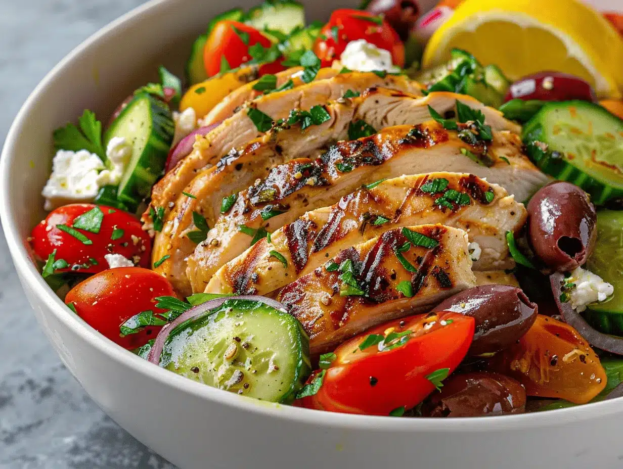 Greek chicken salad preparation steps