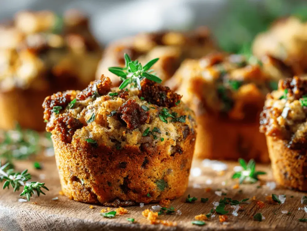 herb and sausage stuffing muffins - featured image