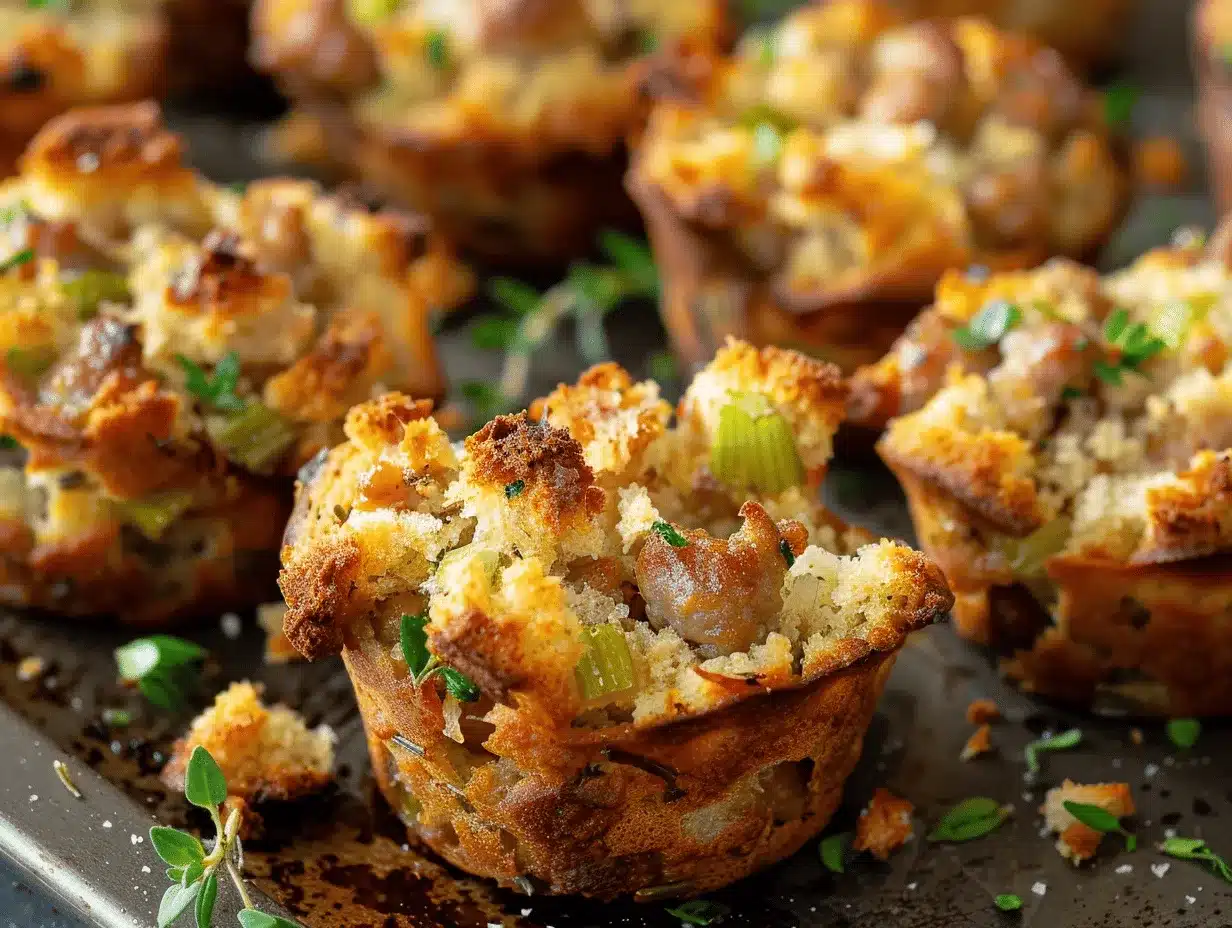 herb and sausage stuffing muffins preparation steps