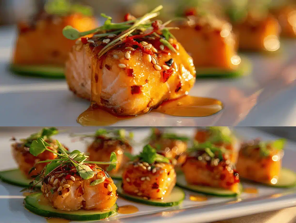 hot honey glazed salmon bites - featured image