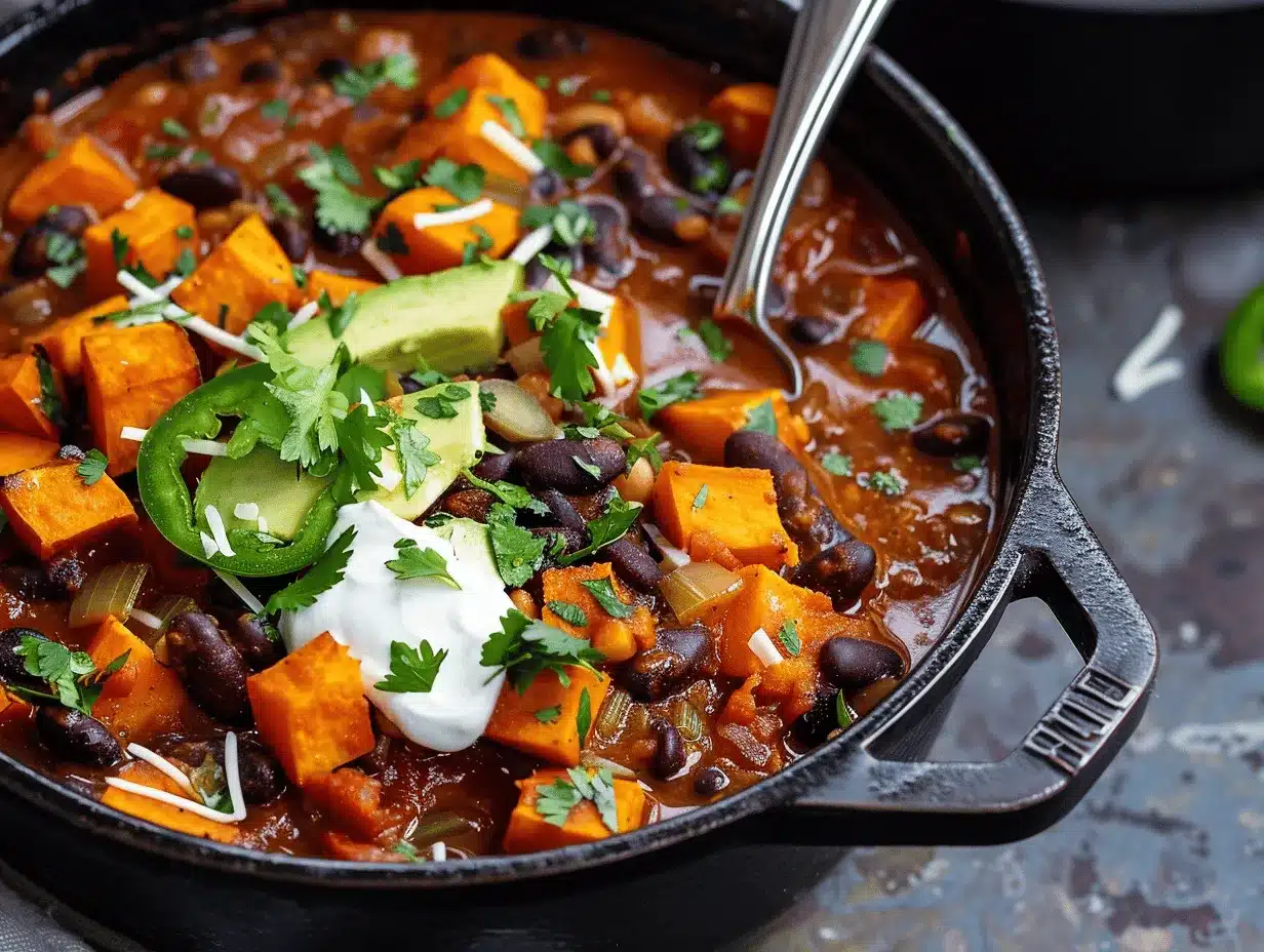 loaded sweet potato and black bean chili bowl preparation steps