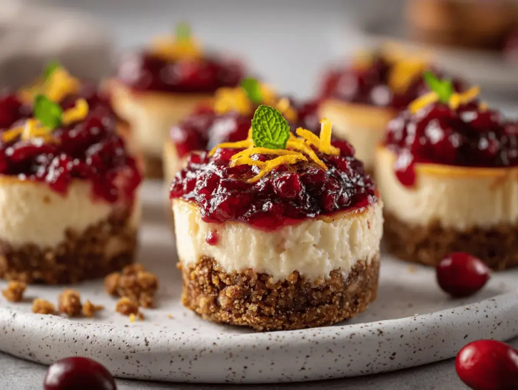 mini cranberry-gingersnap cheesecakes - featured image