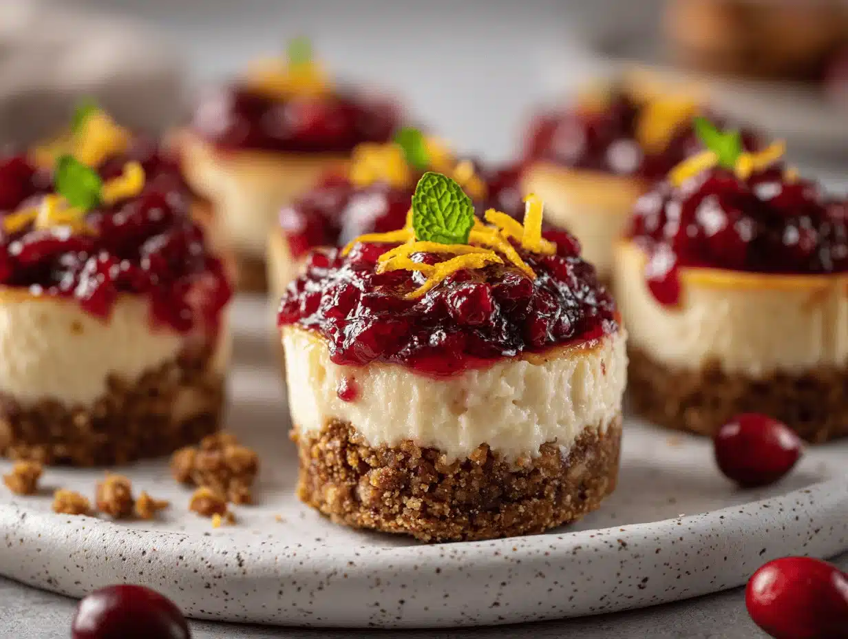 mini cranberry-gingersnap cheesecakes - featured image