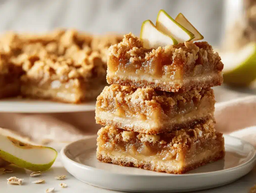 pear and ginger crumble bars - featured image