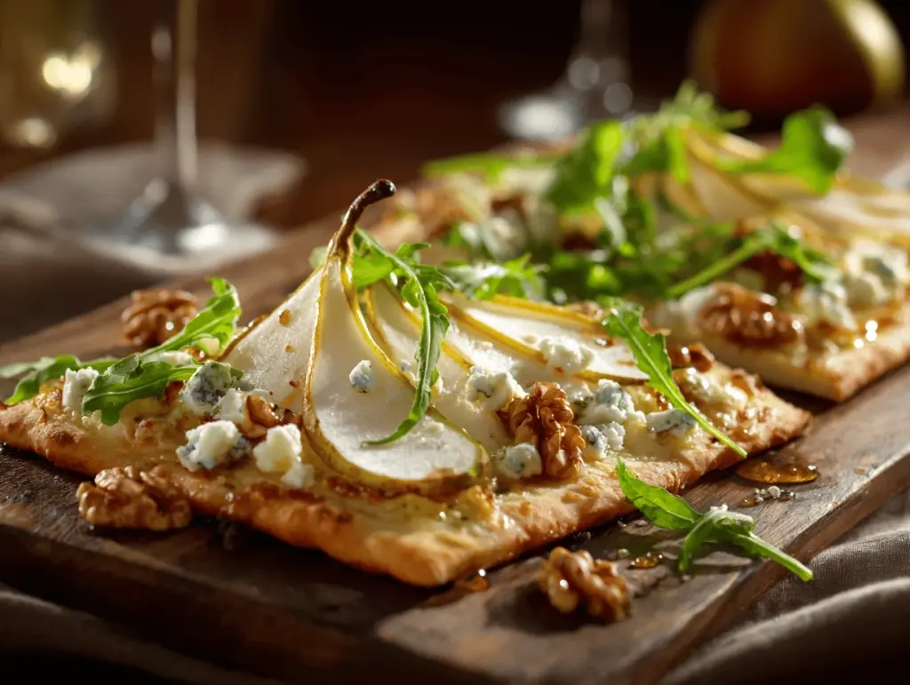 pear and gorgonzola flatbread - featured image