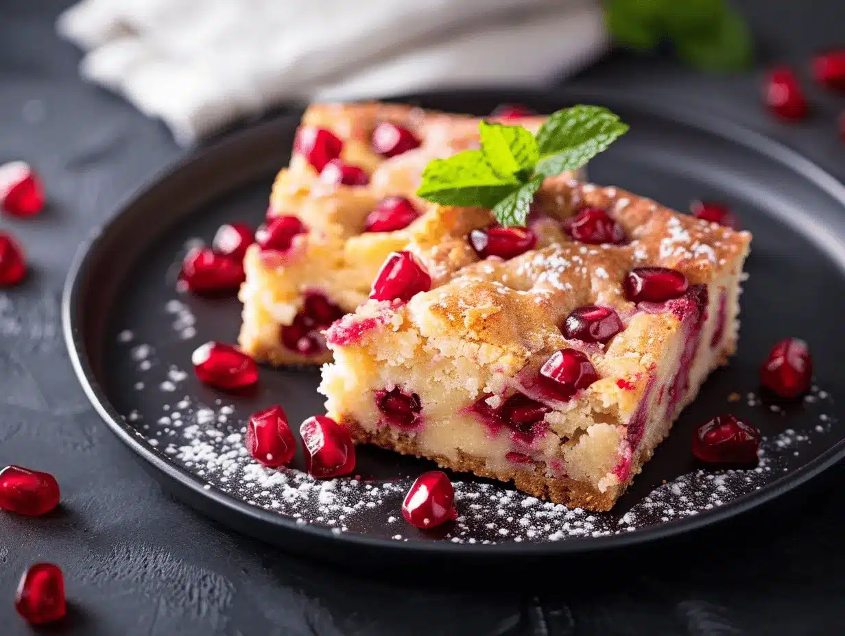 pomegranate white chocolate blondies preparation steps