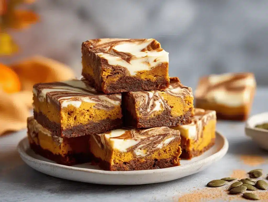 pumpkin cream cheese swirl brownies - featured image