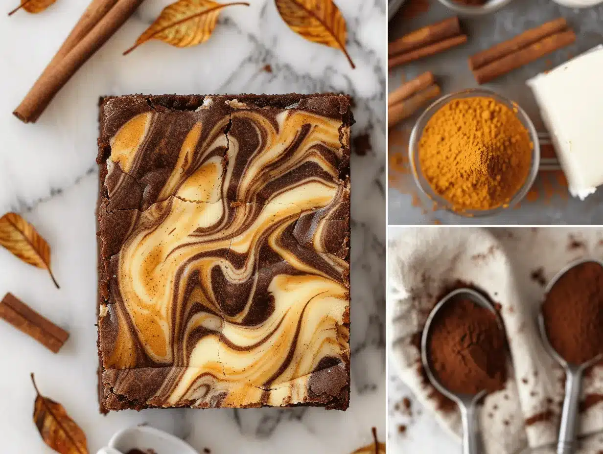 pumpkin cream cheese swirl brownies preparation steps