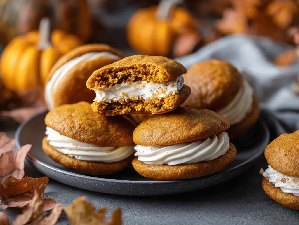 pumpkin cream cheese whoopie pies - featured image