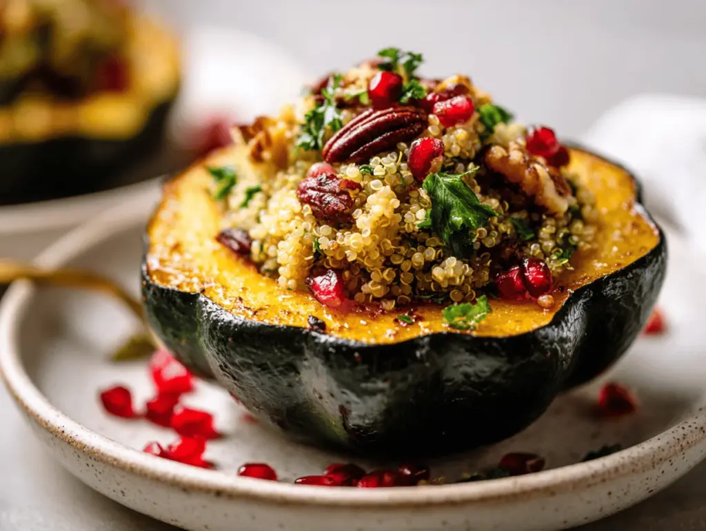 roasted acorn squash with quinoa stuffing - featured image