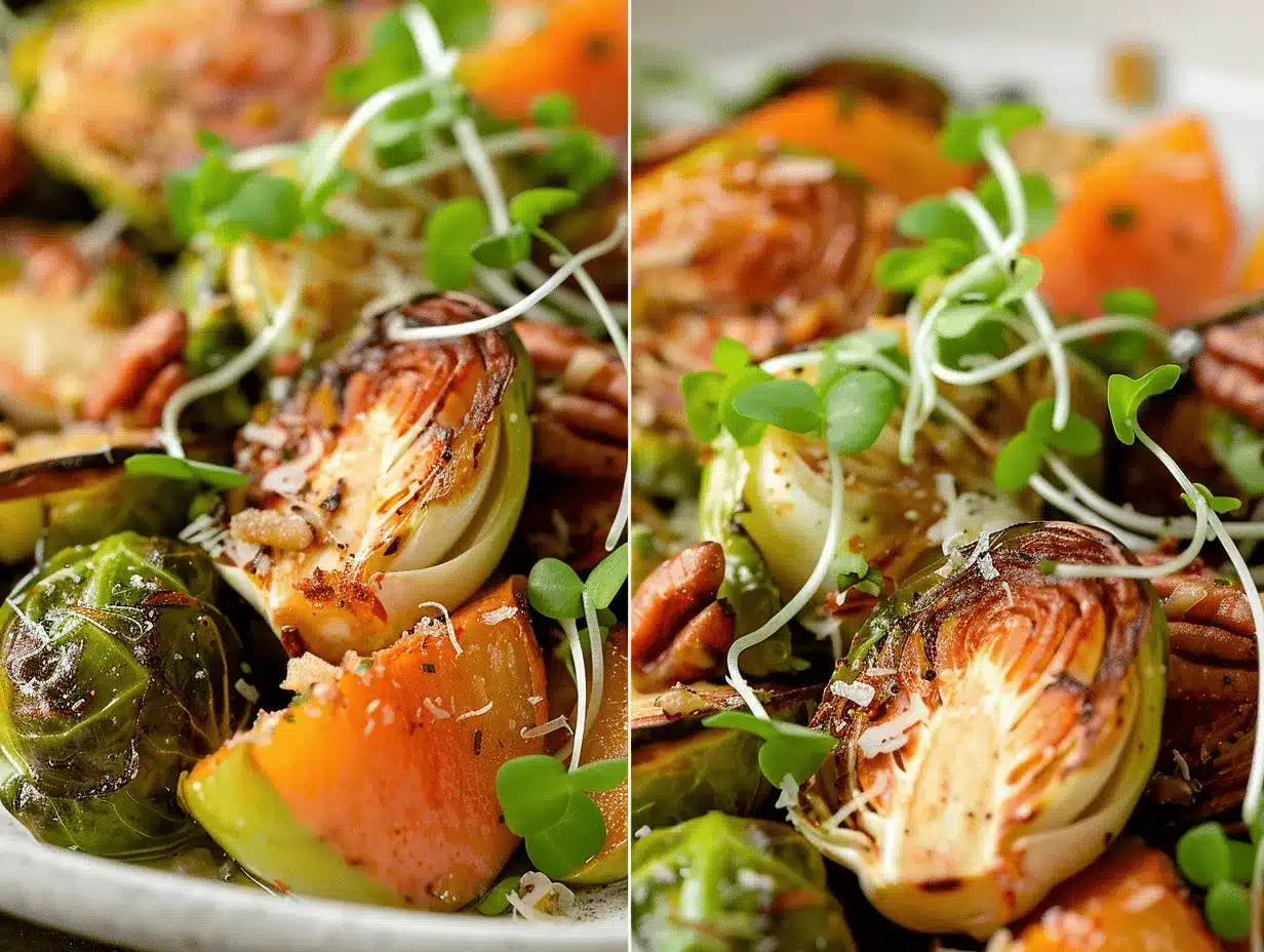 roasted Brussels sprout and persimmon salad preparation steps