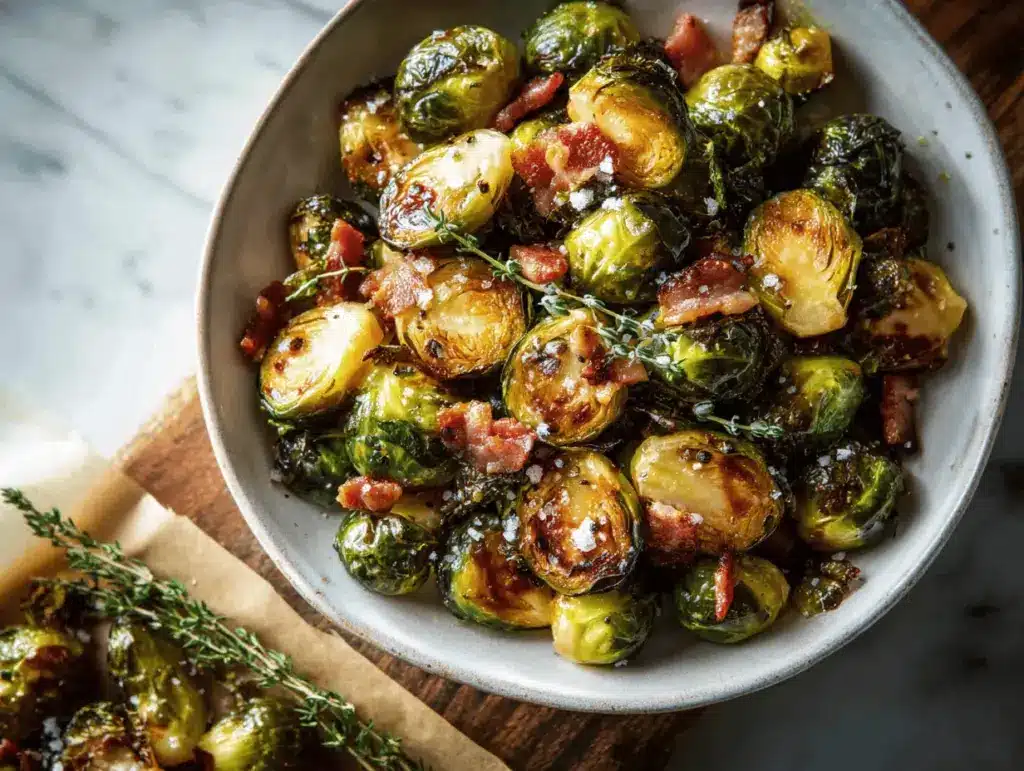 roasted Brussels sprouts with bacon - featured image