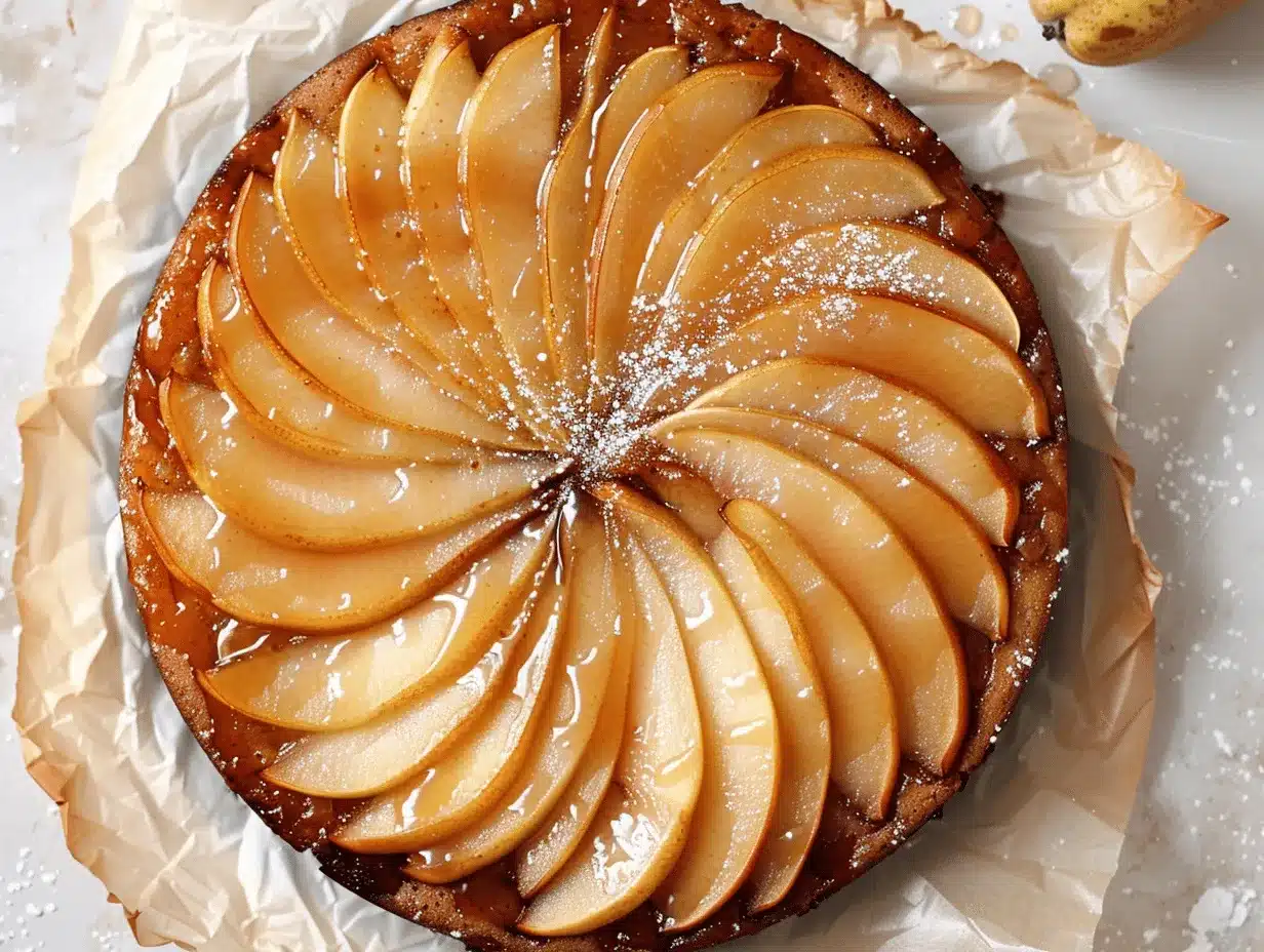 spiced pear and cardamom upside down cake preparation steps