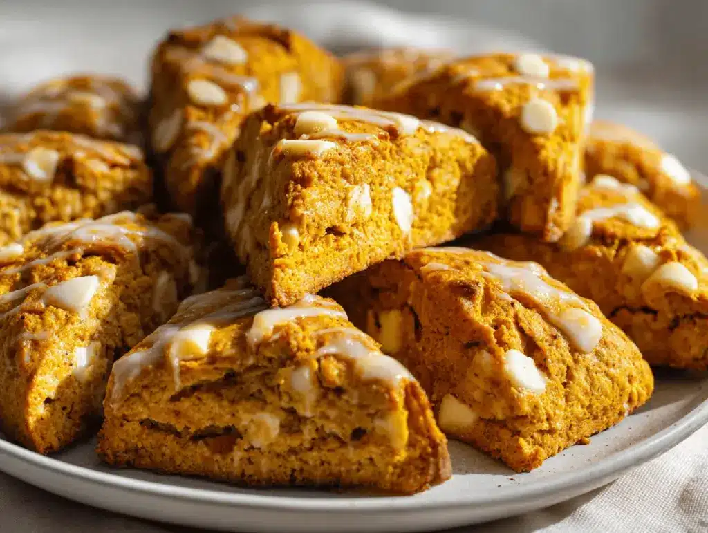 spiced pumpkin white chocolate scones - featured image