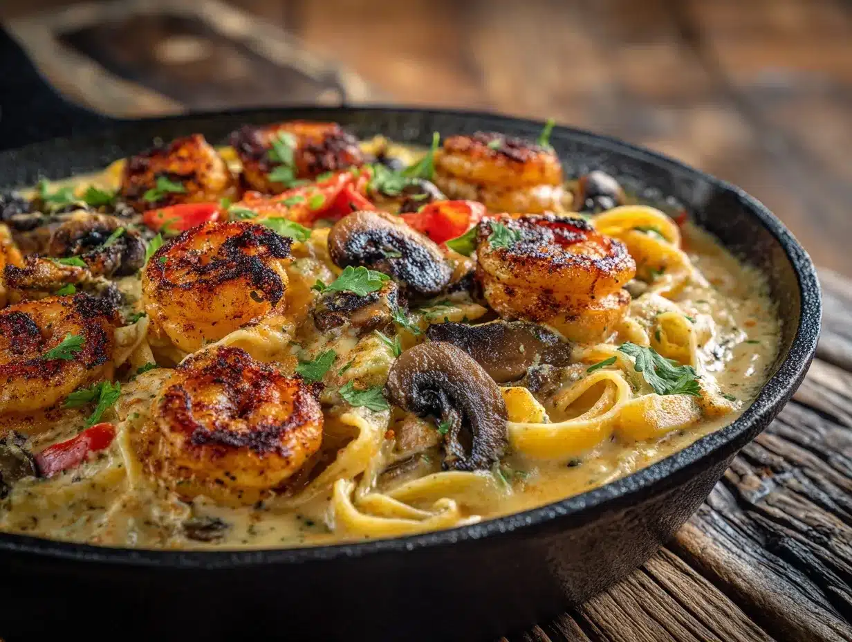 Blackened Shrimp Stroganoff preparation steps
