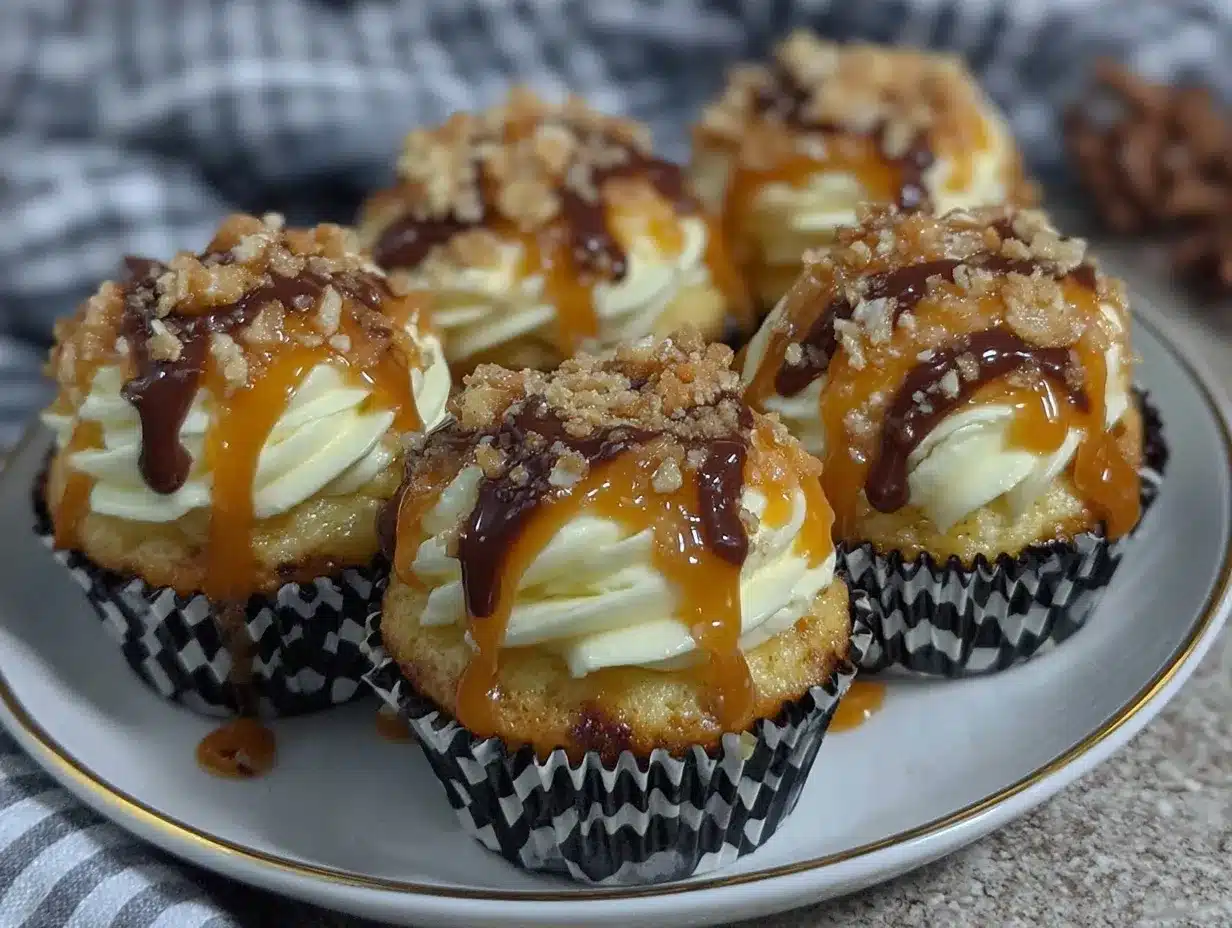 caramel chocolate toffee cupcakes preparation steps