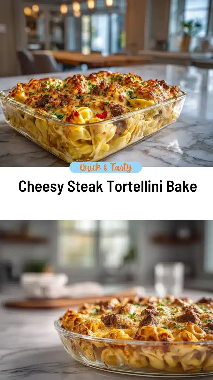 Cheese Steak Tortellini Casserole recipe