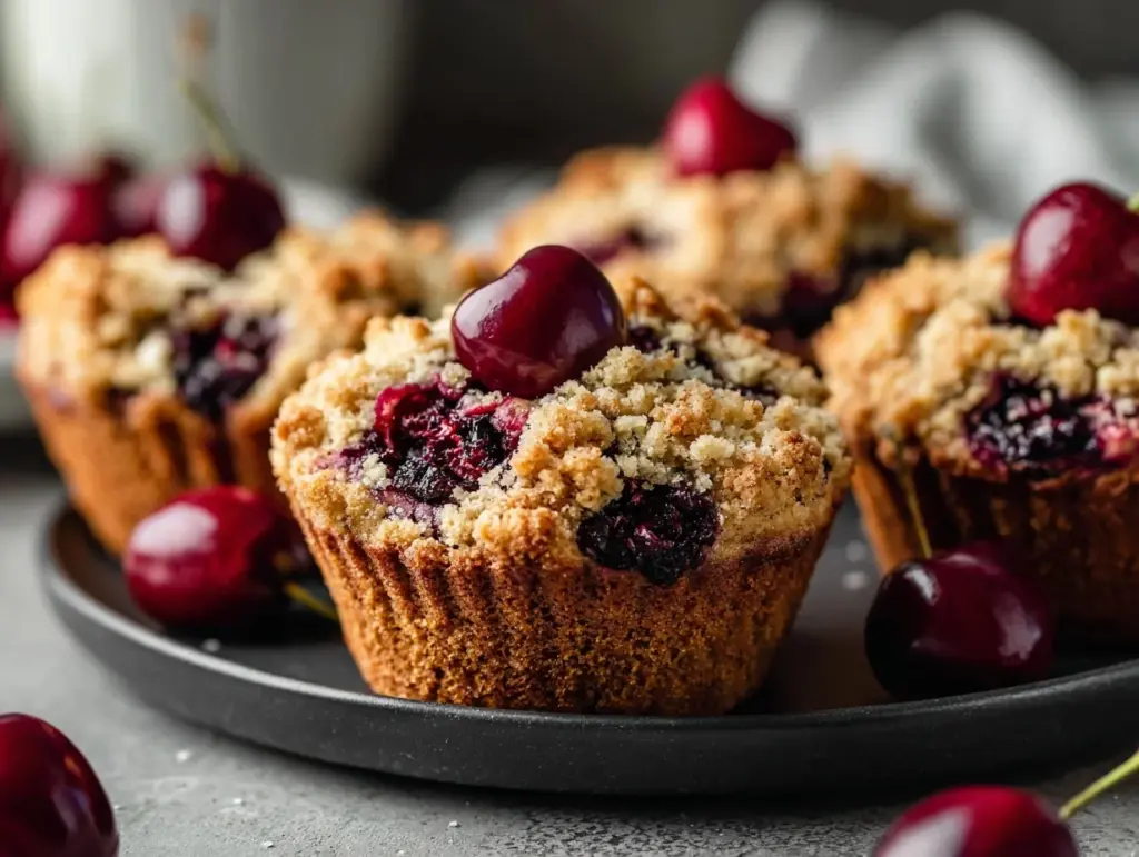 cherry cobbler muffins - featured image