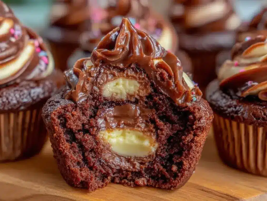 chocolate cupcakes with creamy filling - featured image
