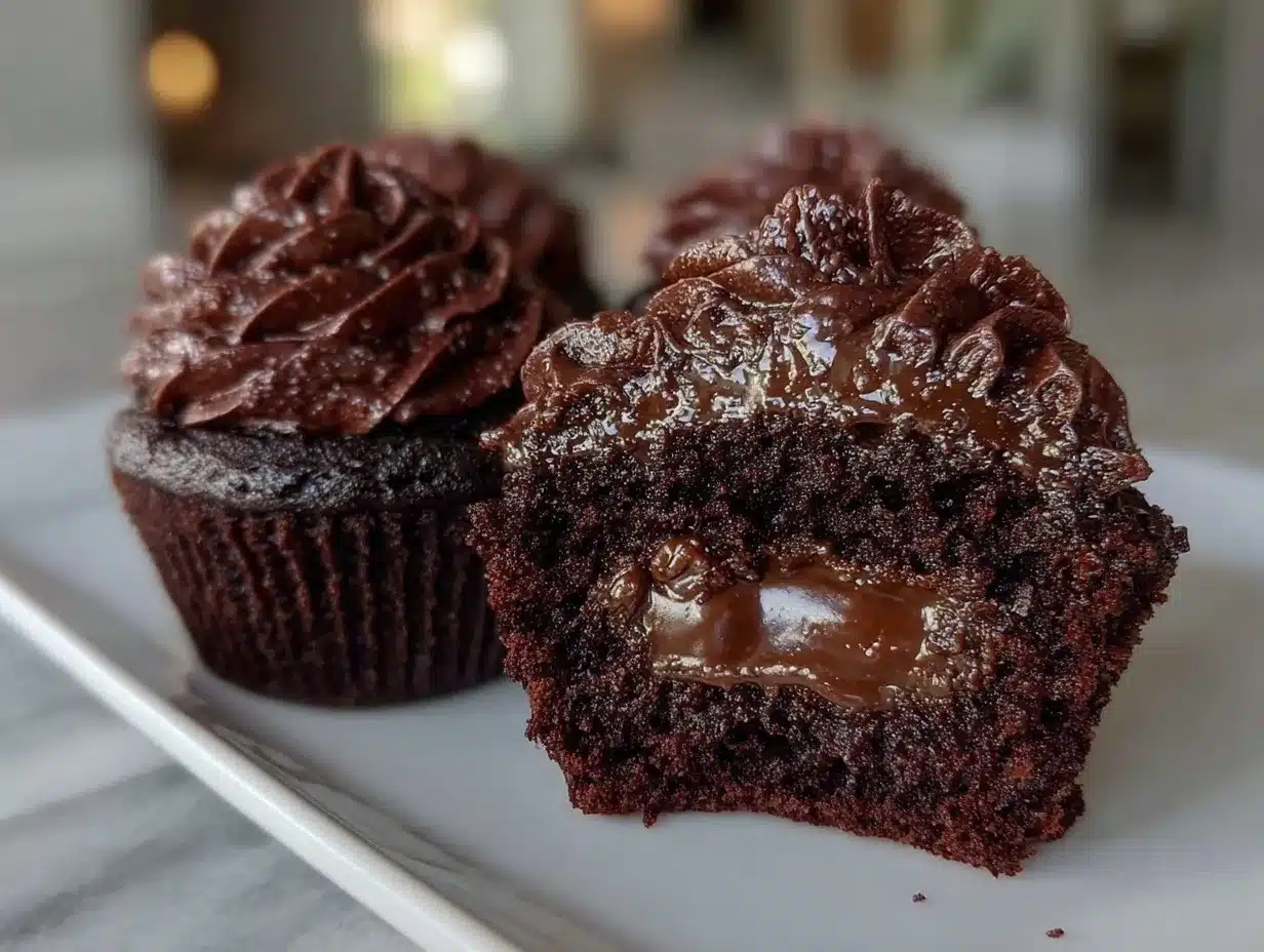 chocolate cupcakes with creamy filling preparation steps