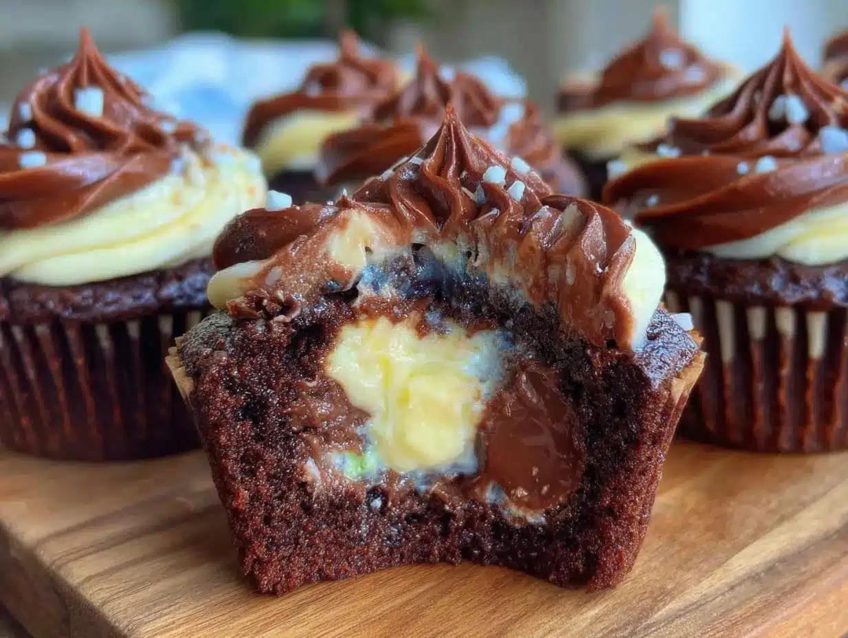 chocolate cupcakes with creamy filling preparation steps