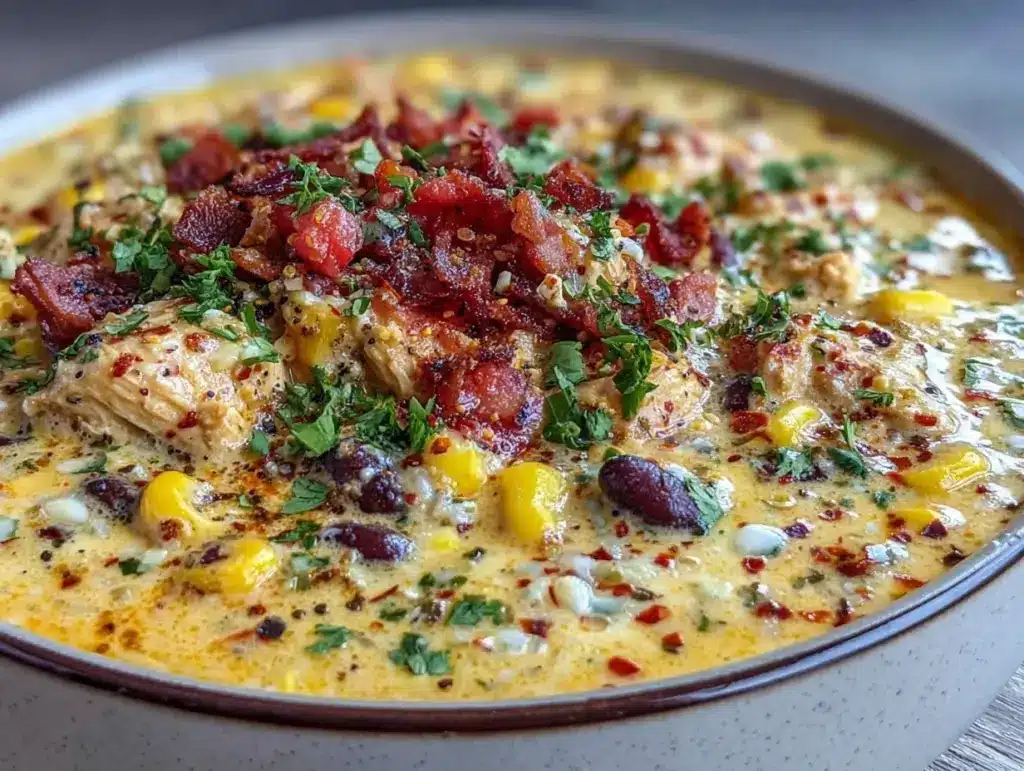 creamy chicken taco soup - featured image
