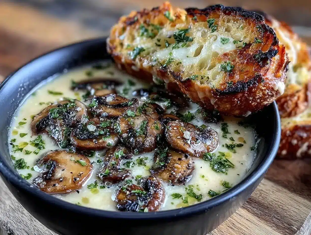 Creamy Garlic Mushroom Soup preparation steps
