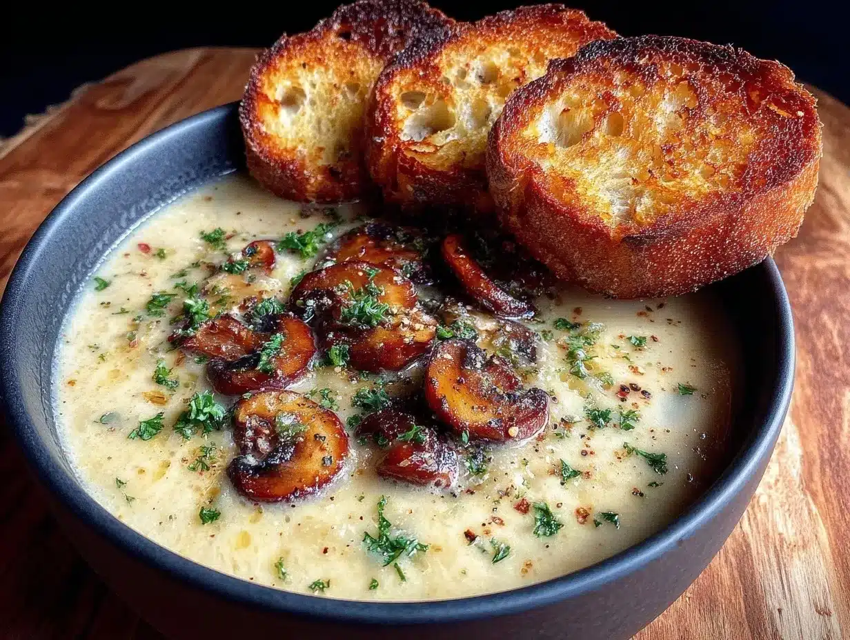 creamy mushroom soup preparation steps