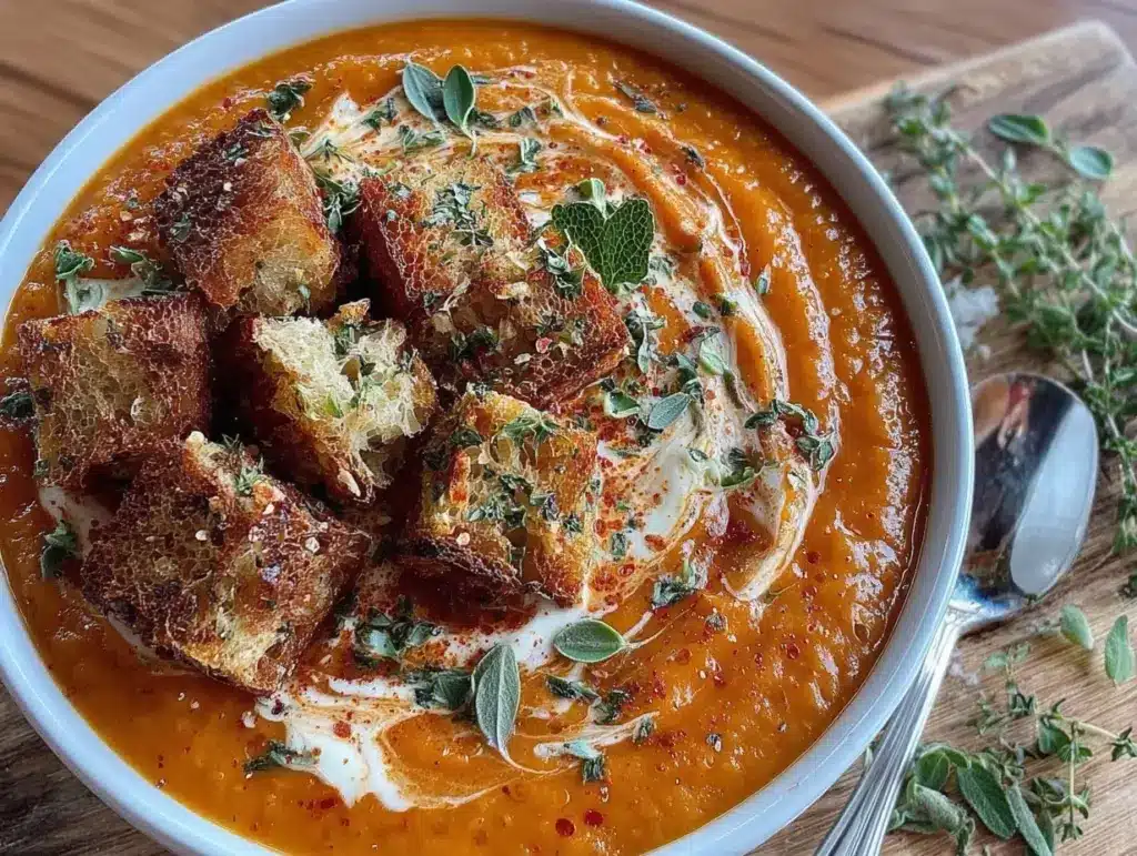 creamy roasted butternut squash soup - featured image