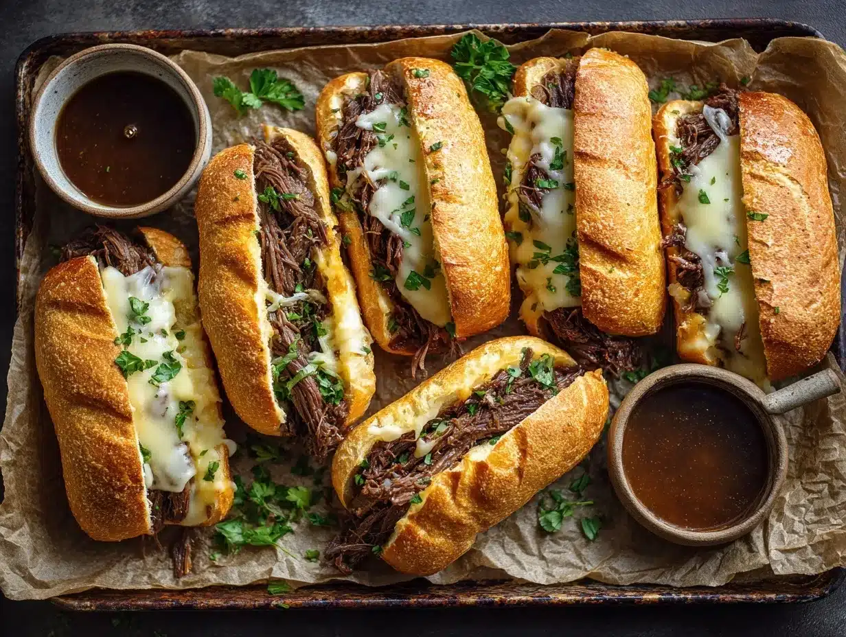 Crockpot French Dip Sandwiches preparation steps