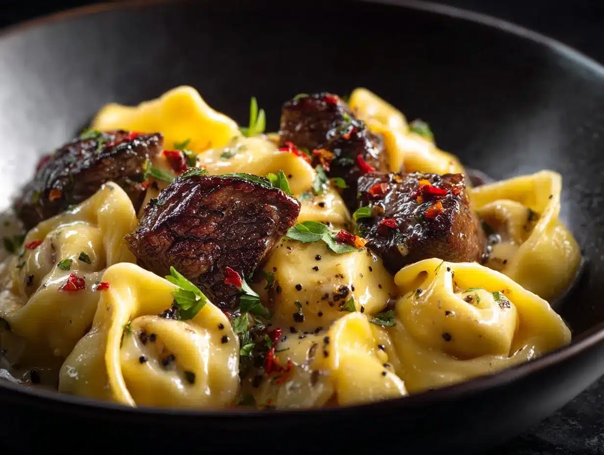 Garlic Steak Tortellini preparation steps