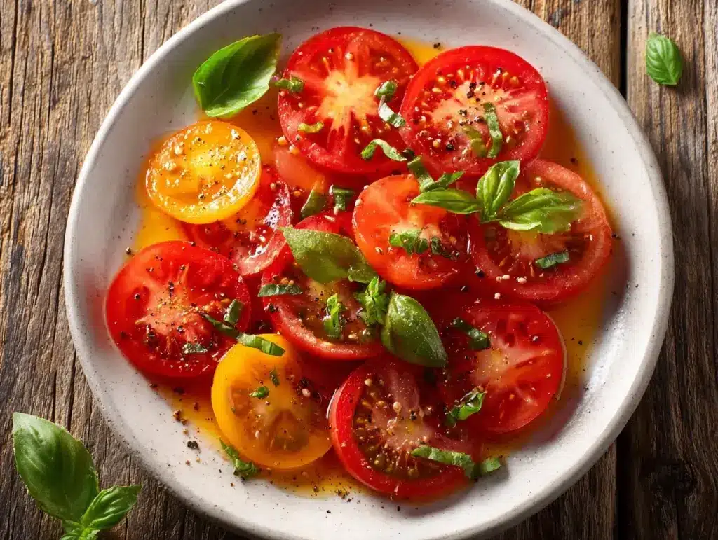 marinated tomatoes - featured image