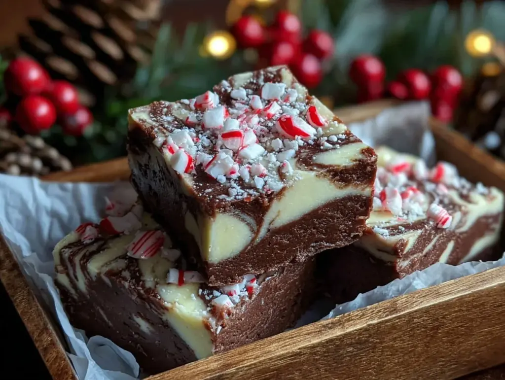 peppermint swirl fudge - featured image