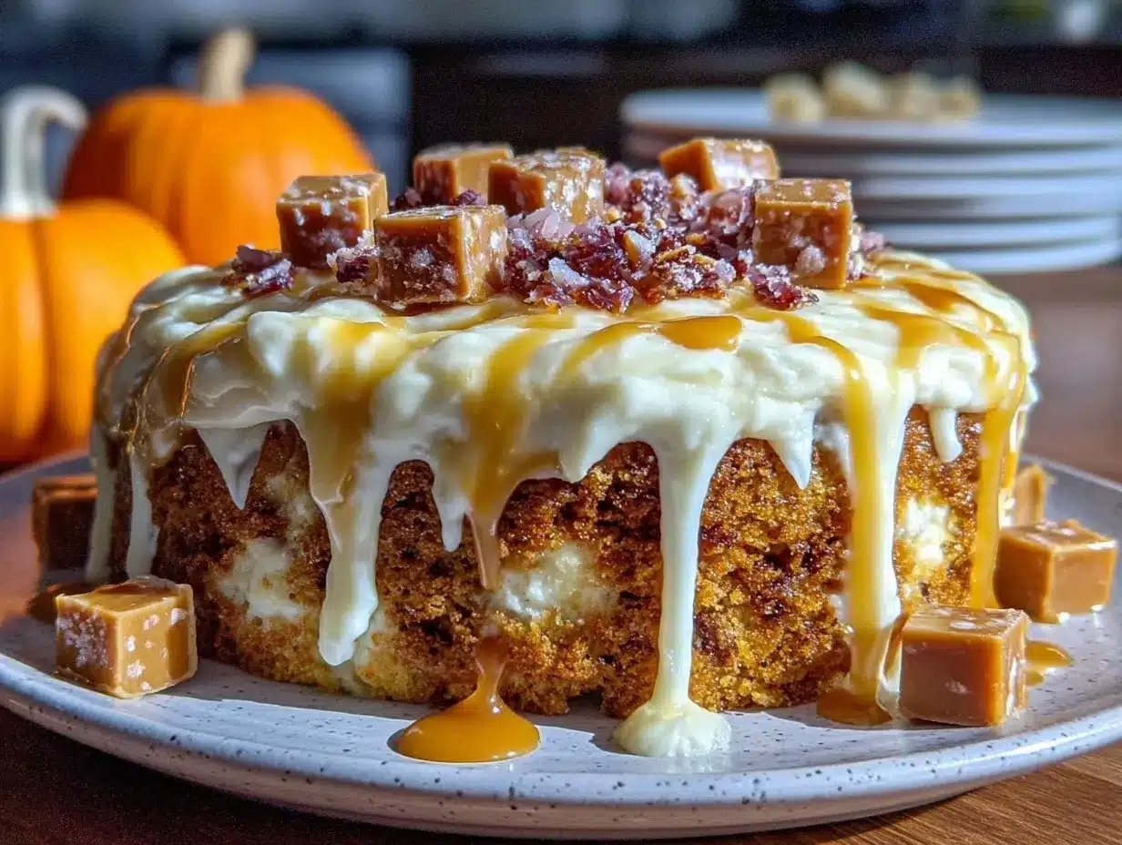 pumpkin caramel poke cake preparation steps