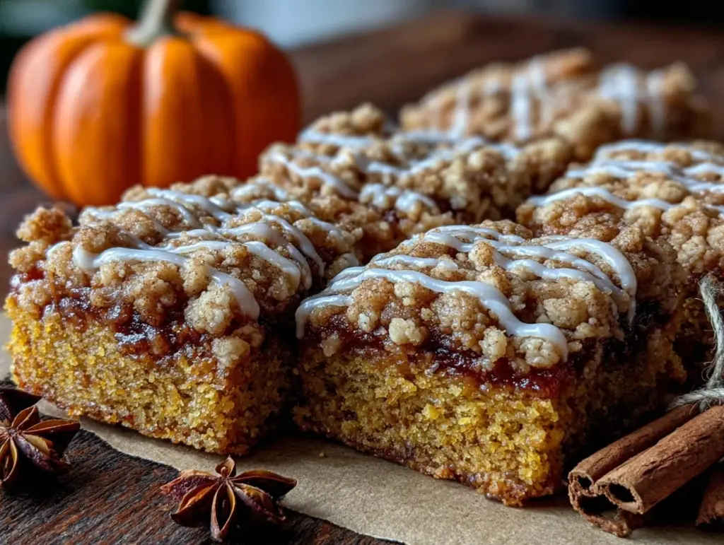 pumpkin coffee cake crumble bars - featured image