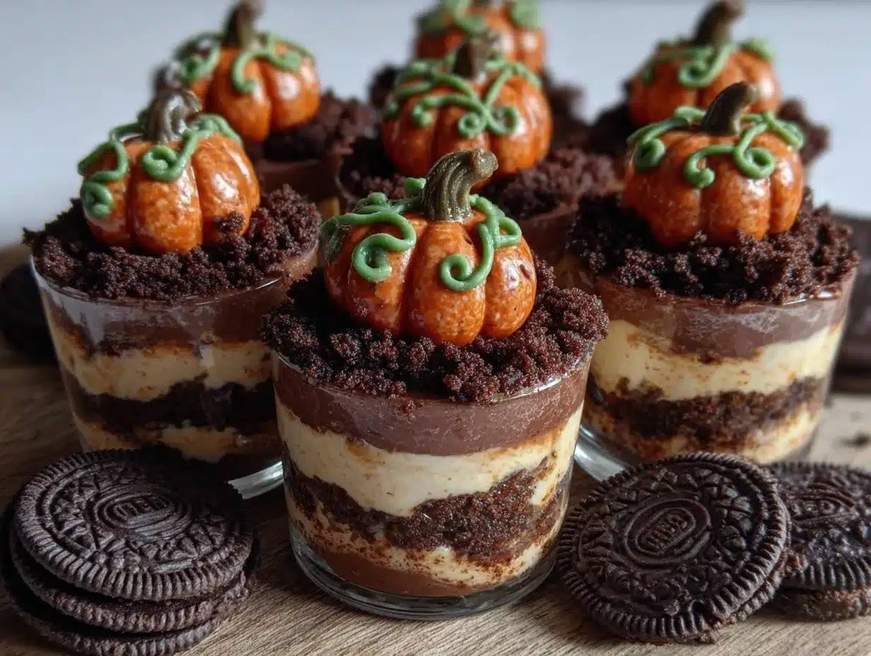Pumpkin Patch Dirt Cups preparation steps