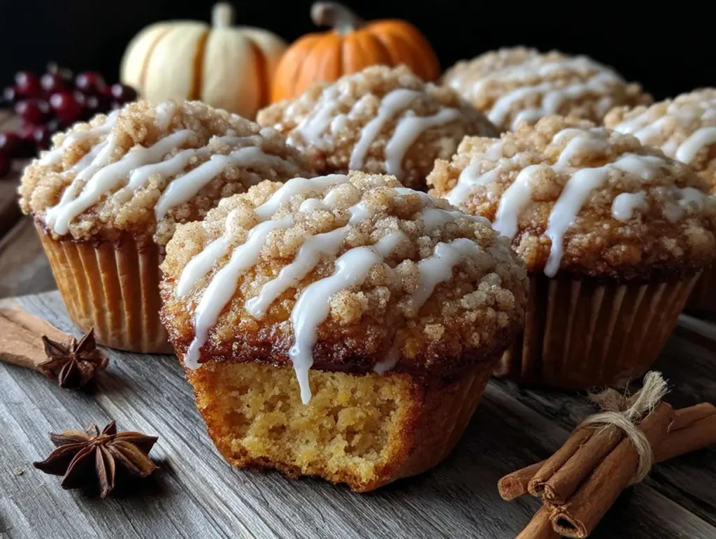 pumpkin streusel coffee cake muffins - featured image