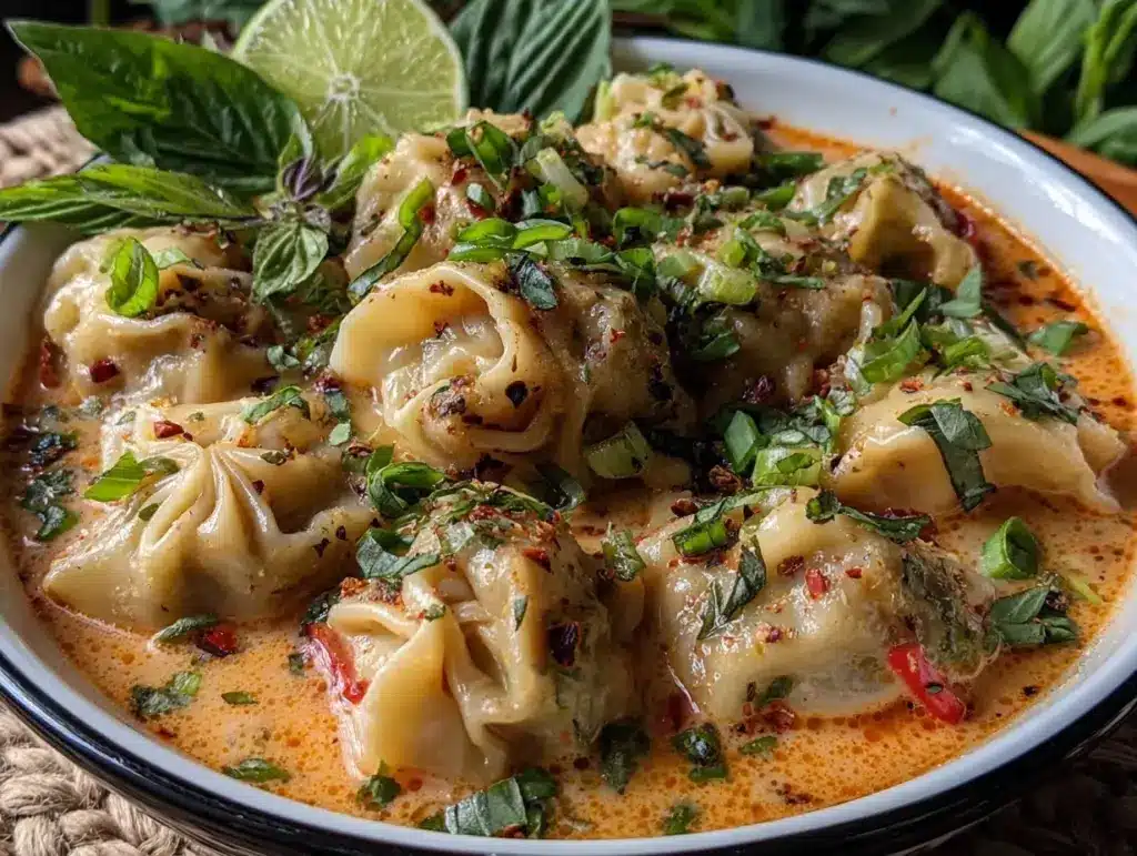 red curry pot sticker soup - featured image