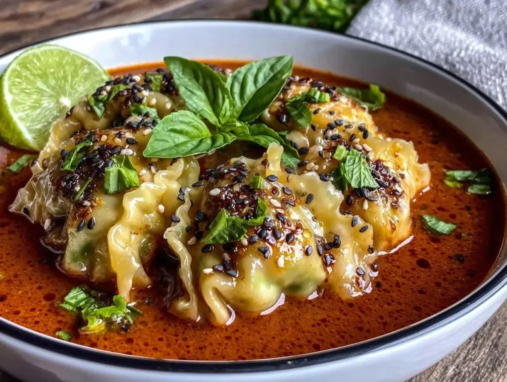 Red Curry Pot Sticker Soup - featured image