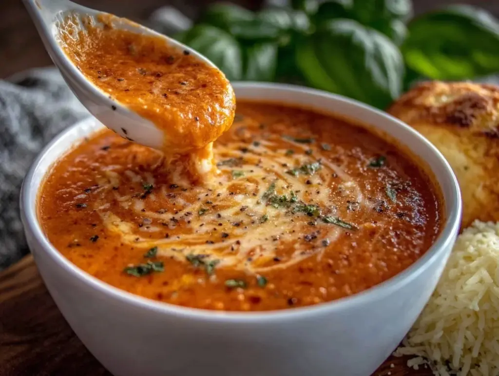 roasted red pepper gouda soup - featured image