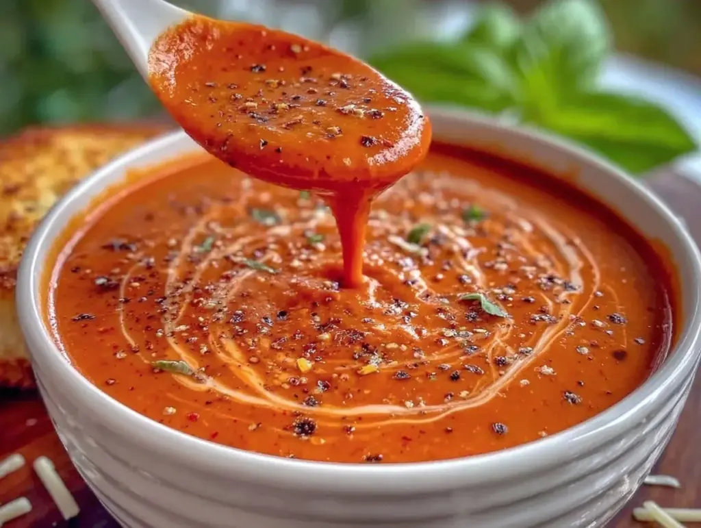 roasted red pepper gouda soup - featured image