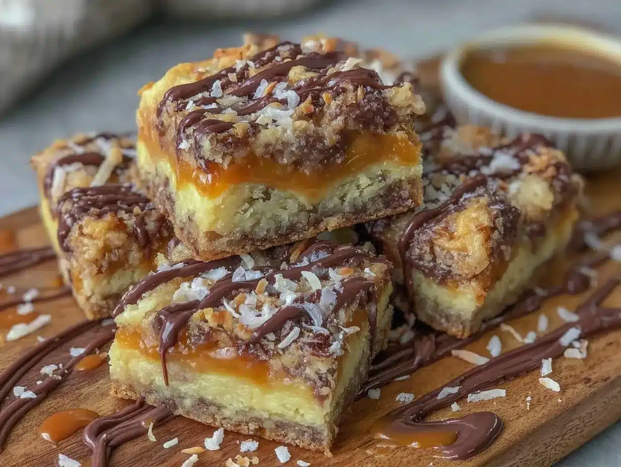 Samoas Cookie Bars preparation steps