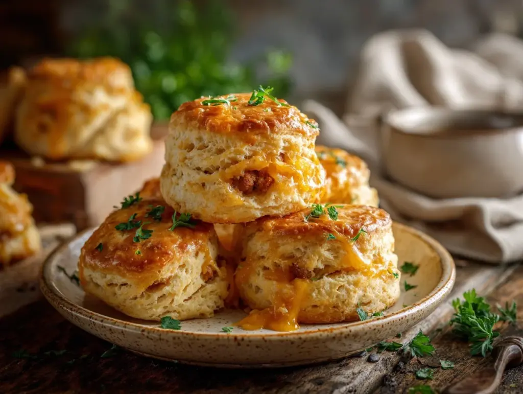 sausage cheese butter swim biscuits - featured image
