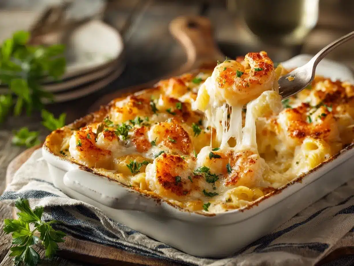 Shrimp Scampi Pasta Bake preparation steps