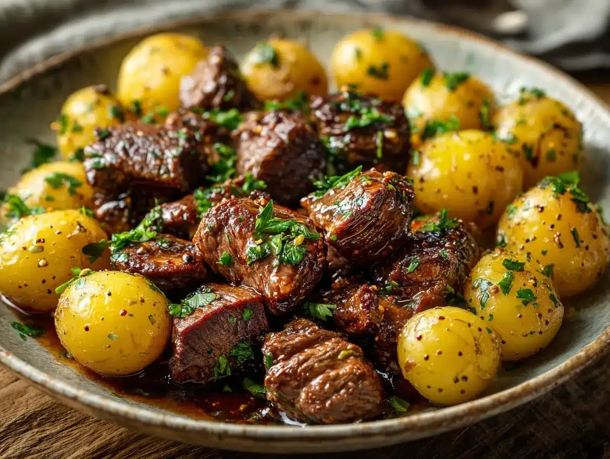 slow cooker garlic butter beef bites preparation steps