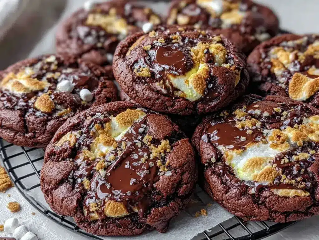smores rocky road cookies - featured image