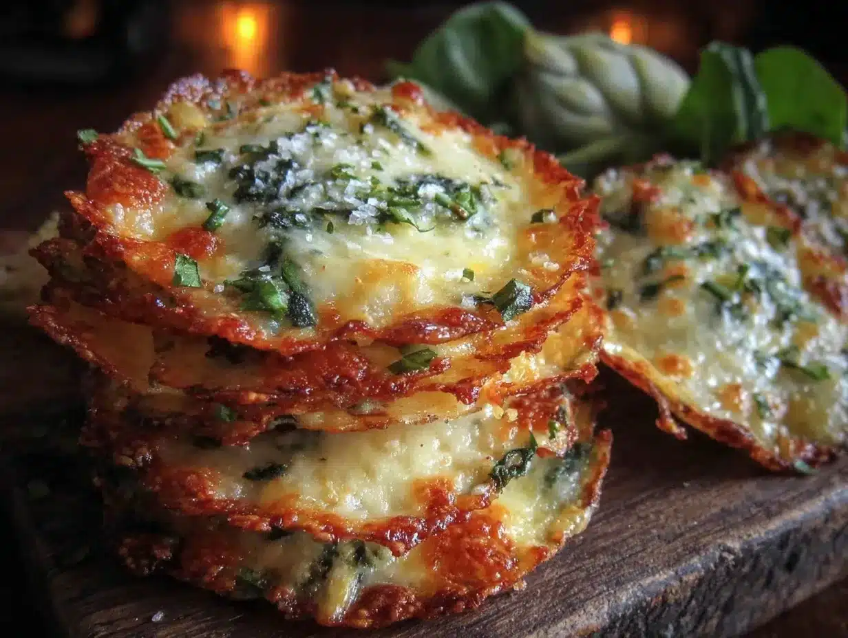 spinach artichoke cheese crisps preparation steps